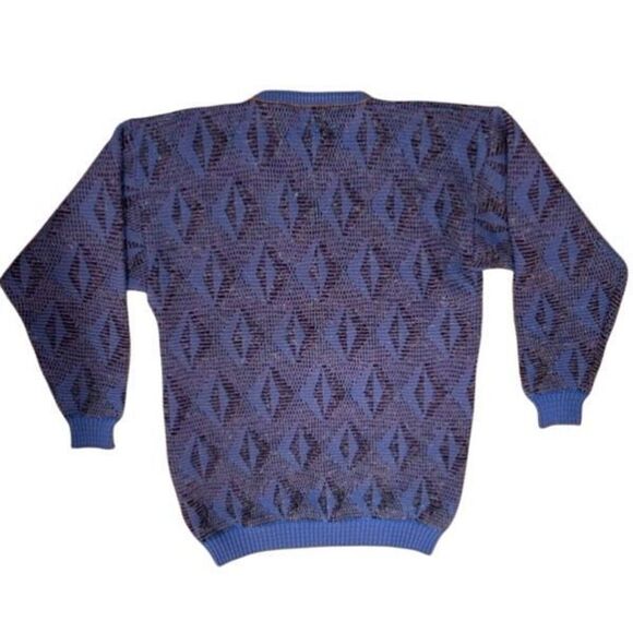Vtg 90's Puritan Mens Crewneck Sweater Mens XXL 2D Blue Purple Geometric Acrylic - Picture 2 of 4